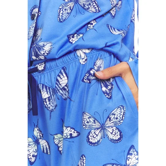 NWT Flora by Flora Nikrooz Womens Blue Butterfly Notch Collar PJ With Shorts - Picture 5 of 7